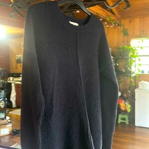 Women's Navy Pink Rose Sweater - Large